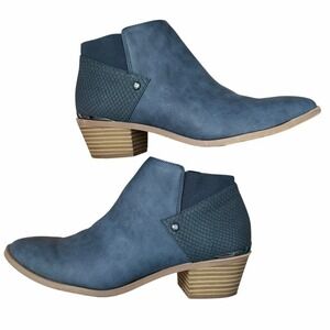 Simply Vera Wang Blue Ankle Booties Women's 8.5 Stacked Block Heel